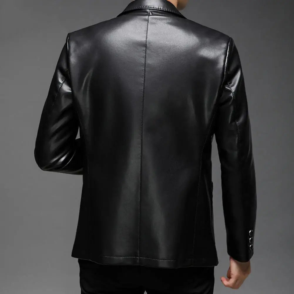Classic Lapel Buttons Men Jacket Spring Autumn Fake Leather Men Jacket Fashion Tailored Fit Men Jacket Men s Clothing