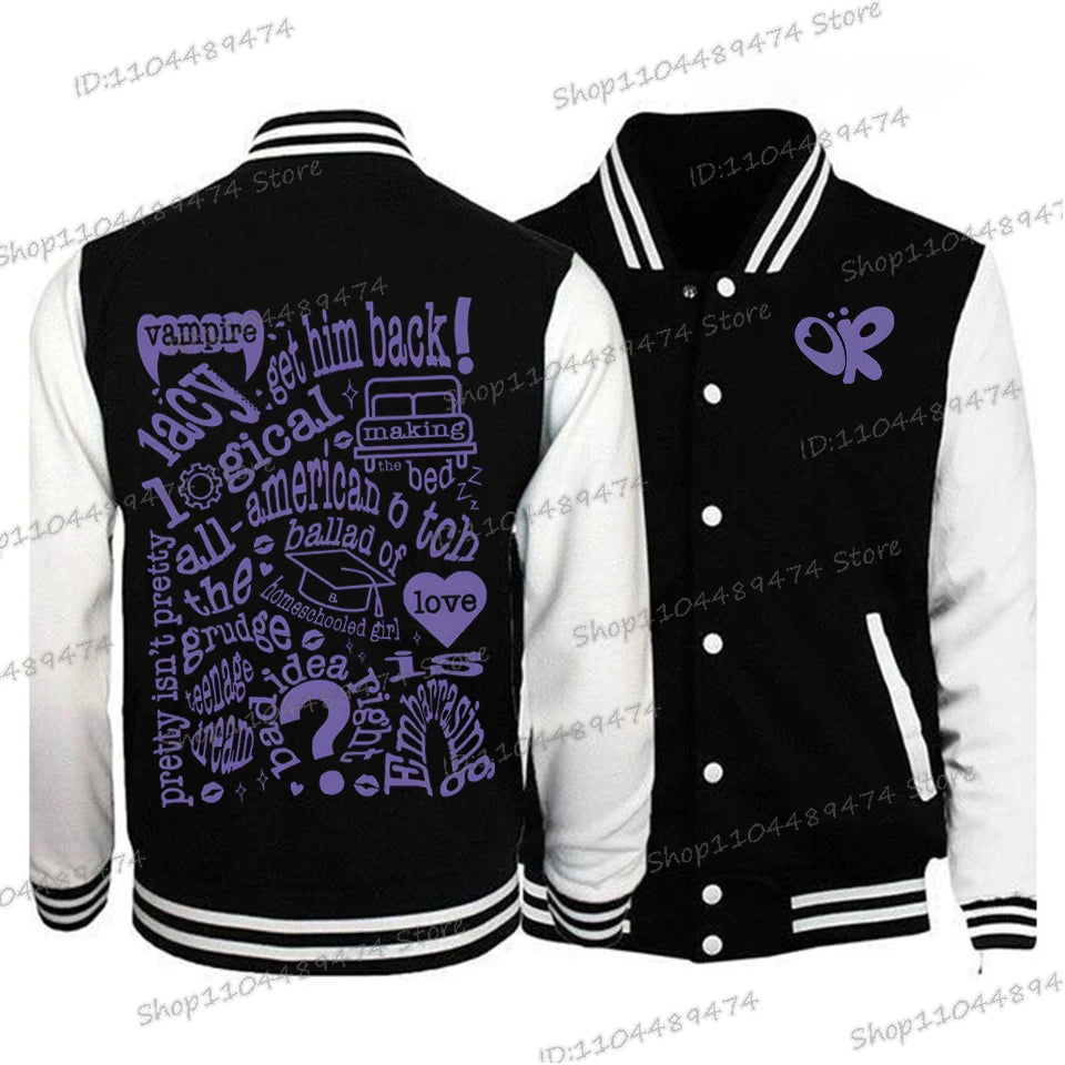 2025 New Baseball Uniform Olivia Funny Rodrigo Print Loose Outerwear Long Sleeve Women Men Fashion Singer Fan Gift Jacket