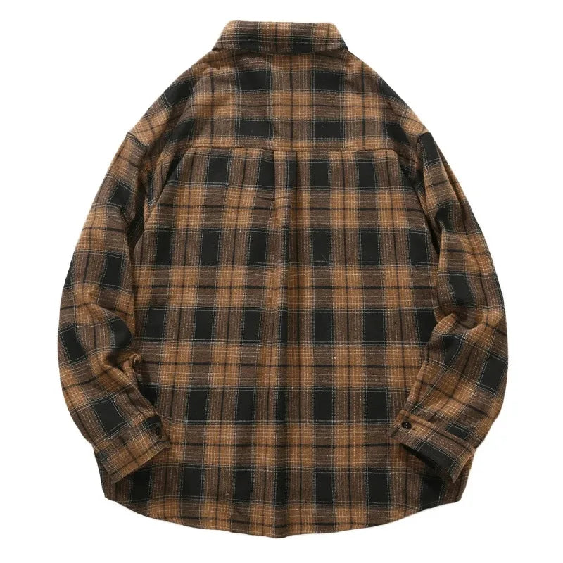 Men'S Casual Versatile Checkered Shirt Men'S Casual Loose Plaid Shirt Button Shirt Simple Fashion Everyday Chemises Hommes