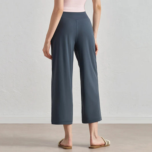 Capri Pants for Women Wide Leg Yoga Cropped Pants Tummy Control High Waist in Flare Crop Buttery Soft Loose Casual Summer Pants