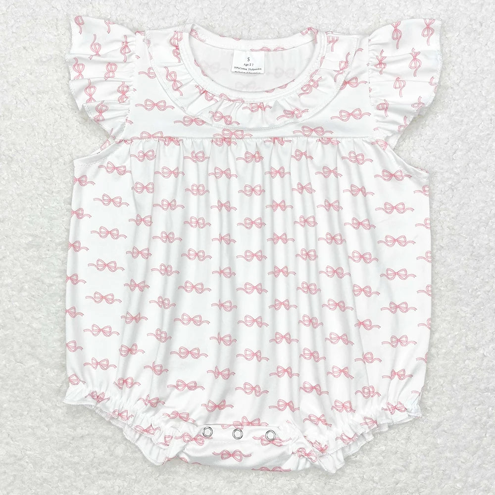 Hot Sale Infant Baby Girls Rompers Duck Flutter Sleeve Rompers Boutique Kids Clothes Sibling Onesie Toddler Girls Bubble Rompers
