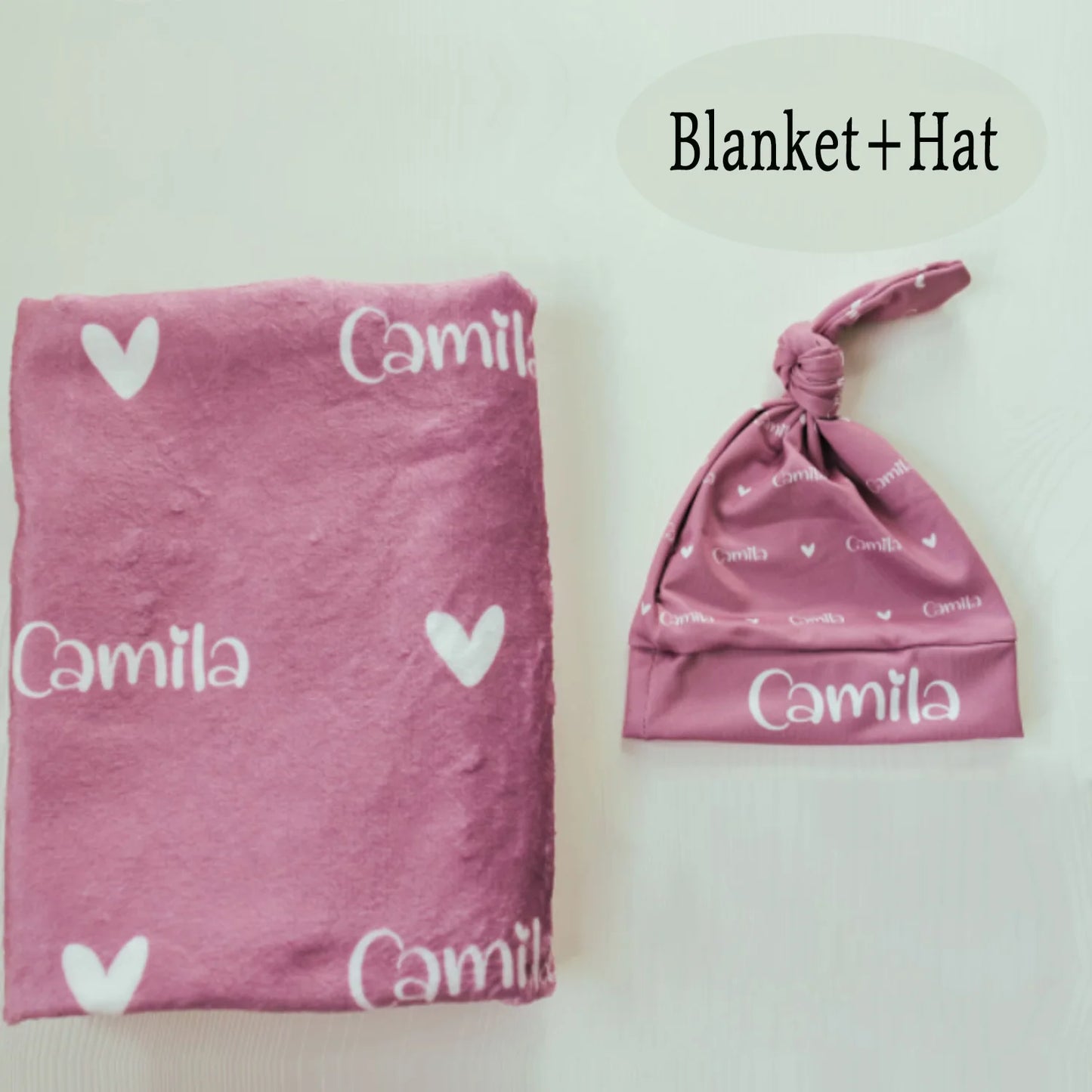 LVYZIHO Personalized Jersey Swaddle, Baby Name Hat, Custom Baby Hat, Newborn Hat, Knotted Baby Hat, Baby Swaddle