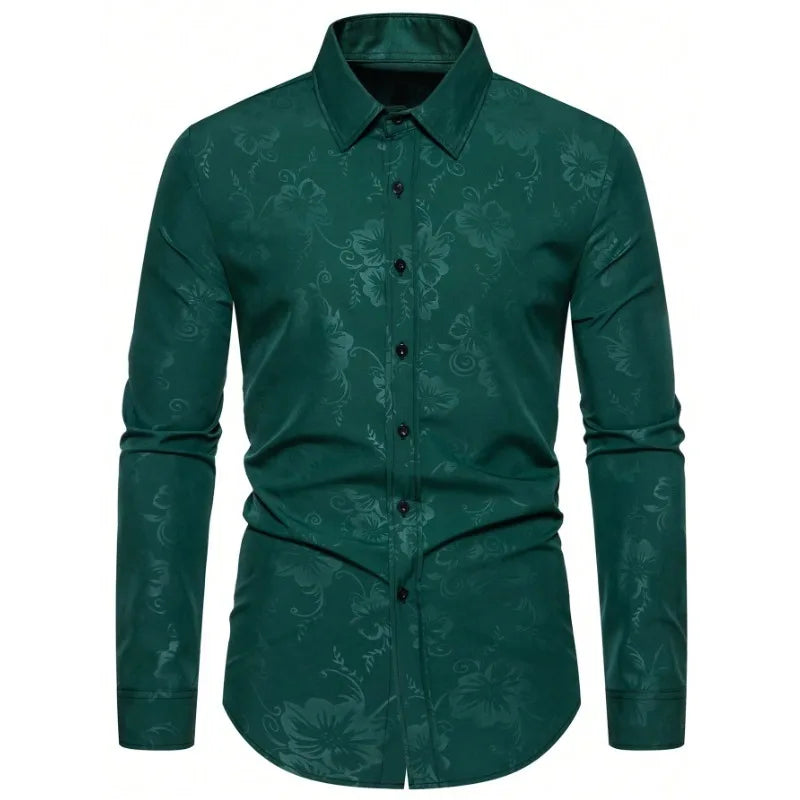 2025 Men New Shirts Fashion Printed Men's Long Sleeve Four Season Casual Streetwear Male Elastic Shirt