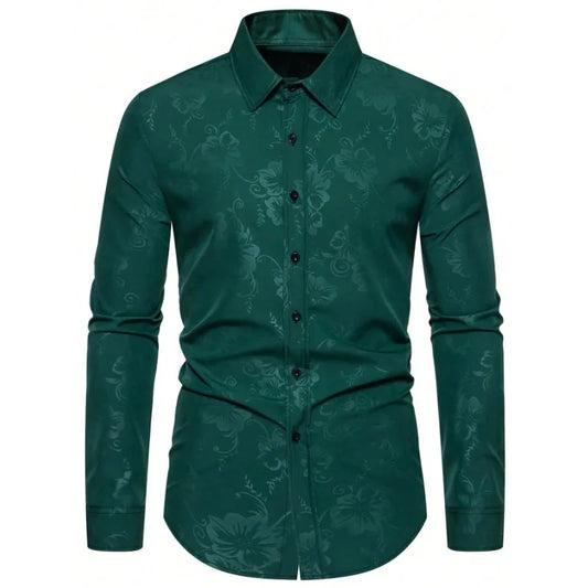 2025 Men New Shirts Fashion Printed Men's Long Sleeve Four Season Casual Streetwear Male Elastic Shirt