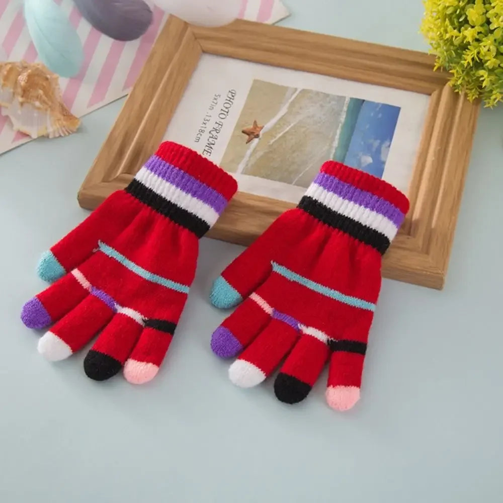 Funny Cartoon Baby Mittens Winter Warm Kids Girl Gloves Children Knitted Mitten Kids Outdoors Thicken Gloves 3-7 Years