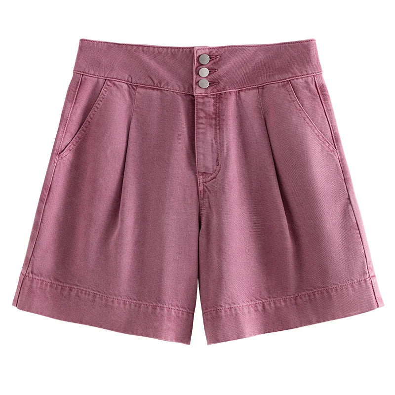 DUSHU Office Lady Skin Cool Denim Shorts, Summer 2024 New High Waisted Denim Shorts White Pink Women Denim Shorts 24DS82249