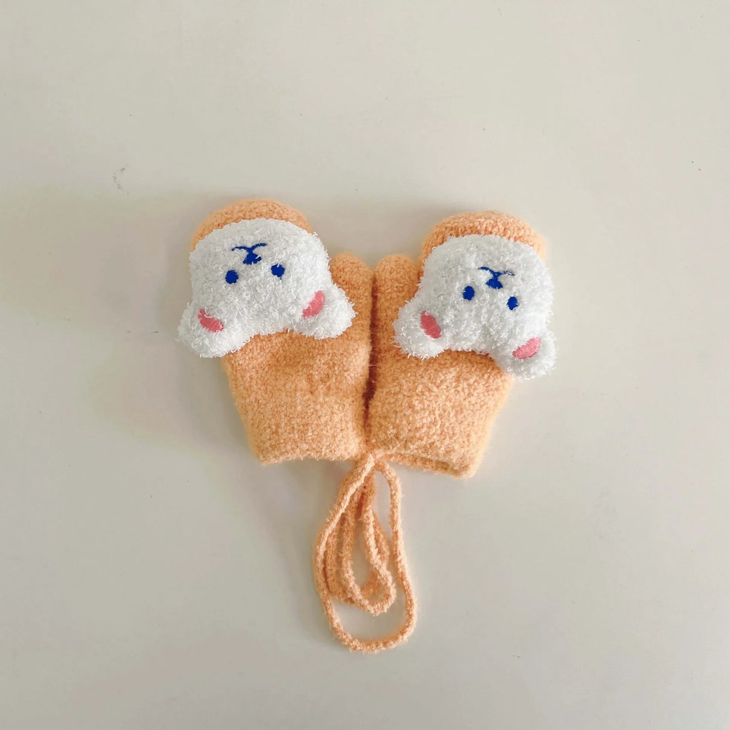 1-4Y Cartoon Bear Baby Mittens Winter Warm Kids Baby Girl Gloves Knitted Children Toddler Thick Teething Mitten Handschoen