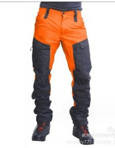 Cargo Pants Men Long Pant Straight Trousers Solid Casual Loose High Waist Pocket Zipper Splice Regular Simple Autumn 2024