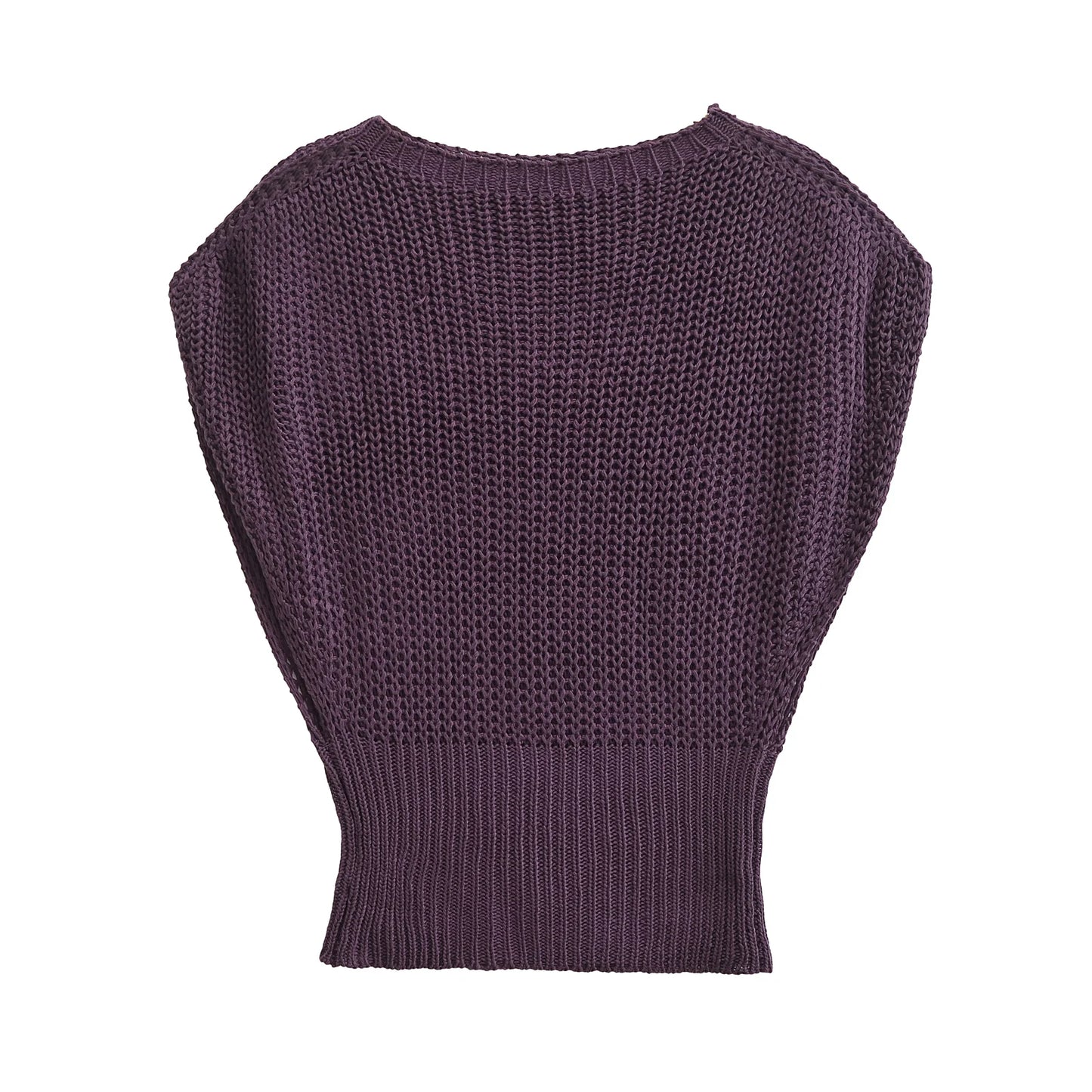 TRAFSHE Fall Sweater Sleeveless Knitted Loose Pullover O Neck Purple Color Lady Sweater Women Clothing Streetwear 5536/100