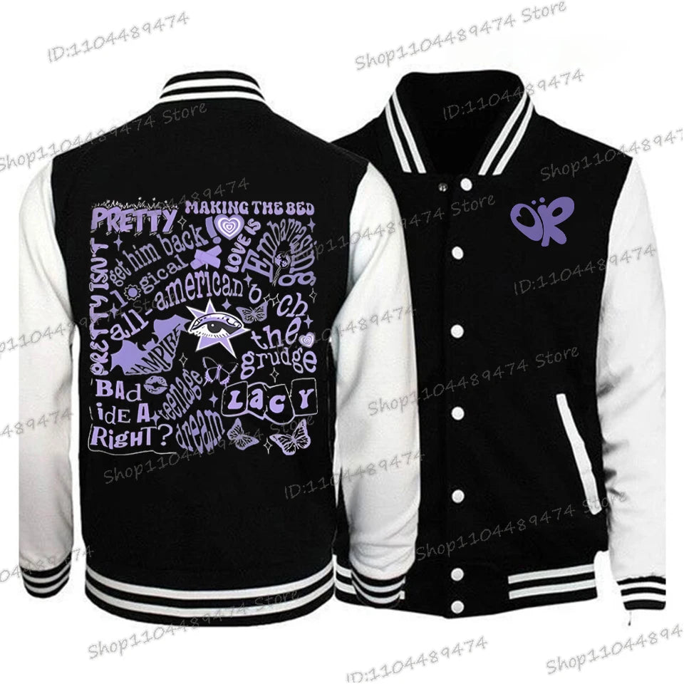 2025 New Baseball Uniform Olivia Funny Rodrigo Print Loose Outerwear Long Sleeve Women Men Fashion Singer Fan Gift Jacket