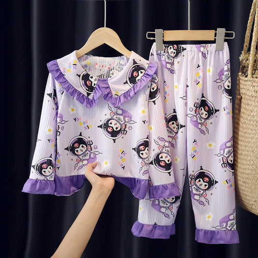 Long-sleeved Princess Style Internet Celebrity Live Broadcast Girl Baby Suit Sleepwear Kids Pajamas Pajama Robe Children's