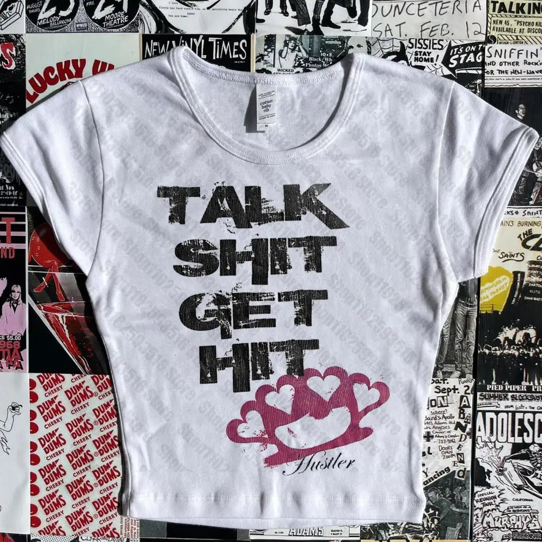 Crop Tops Y2k Vintage Top for Women 90s Vintage Clothes Women's Cropped Aesthetic Clothing Trashy Y2k 2000s Harajuku Emo Woman