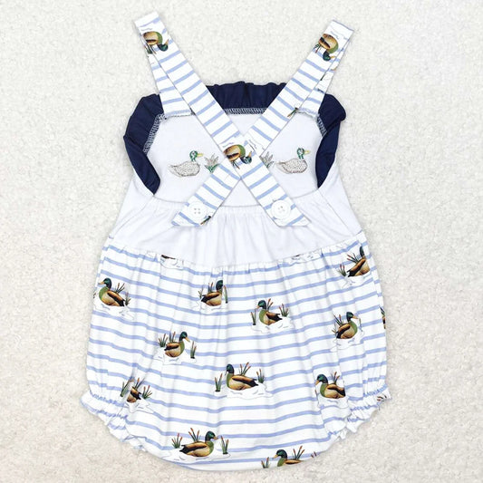 Boutique Infant Baby Girls Rompers Embroidery Camo Ducks Rompers Toddler Boys Rompers Sibling Girls Clothing Wholesale Jumpsuits