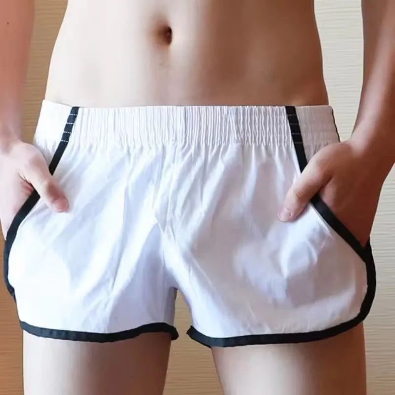 Man Running Shorts Pocket Fitness Sports Cotton Boxers Shorts Leisure Home Wear Sleepwear Male Loose Breathable Jogger Sweatpant