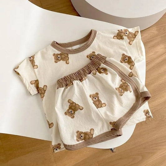 Summer Baby Suit Korean Two-Piece Baby Suit Toddler Pajamas Men And Women Baby Breathable Suit Children's Homewear Suit