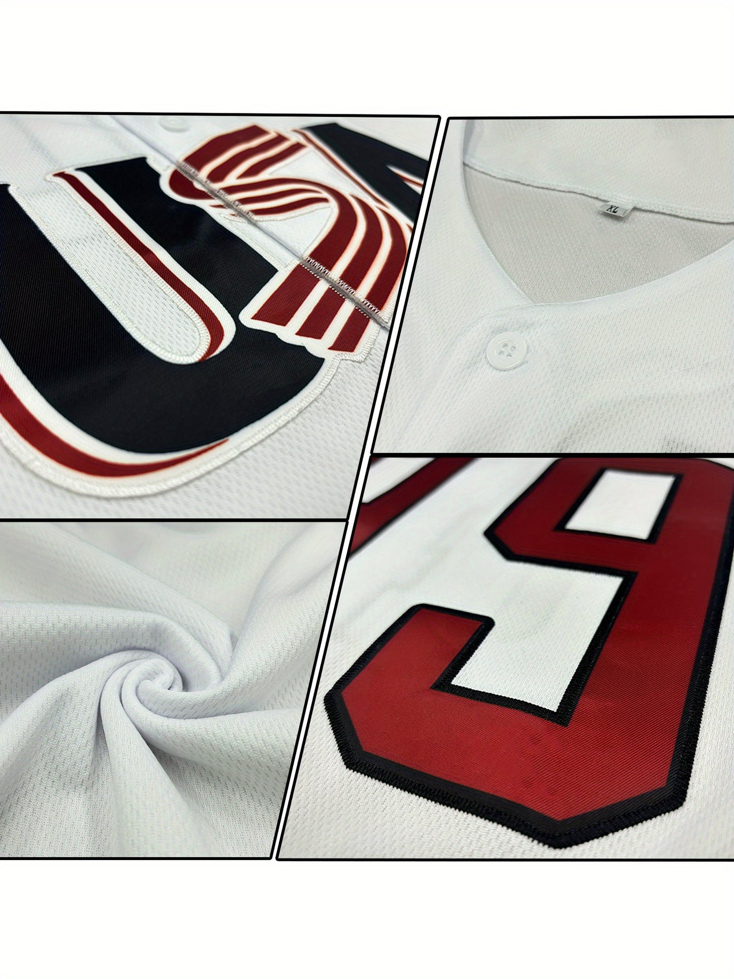 Patriotic Pride | Men's Classic White USA Baseball Jersey with American Flag Embroidery, Breathable Nylon-Spandex Blend, Button-Up Sports Uniform for Fans, Perfect Gift for All Seasons