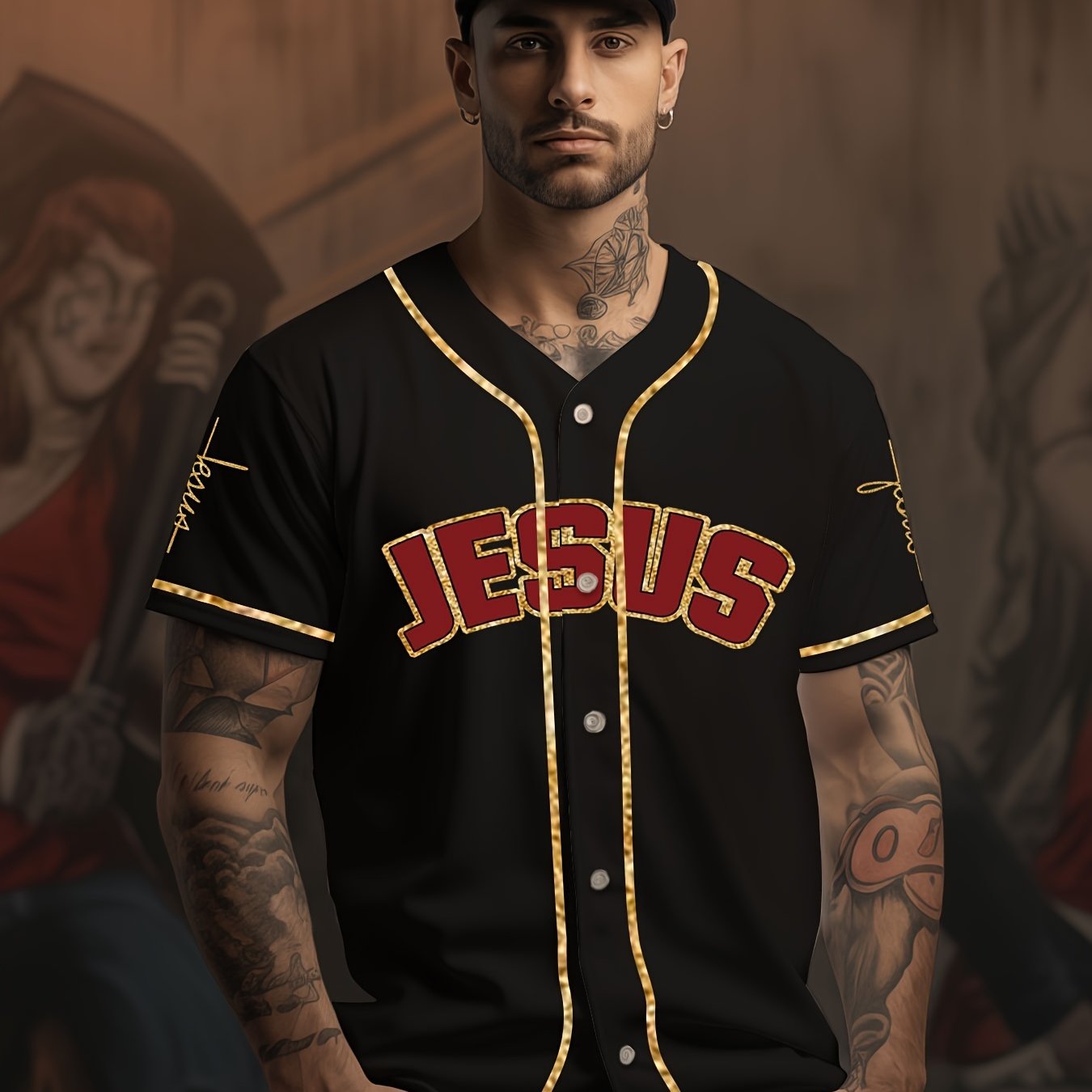 Men's Fashionable Retro Baseball Jersey - Breathable, Slightly Stretchy, Quick-Drying Sports Uniform for Training, Competition, and Party - Trendy, Comfortable, and Durable