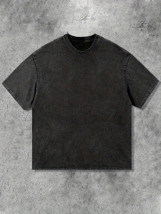 Men's Old Washed Snowflake Shirt "BE LEGENDARY" Printed T-shirt - Micro-elastic Cotton Fabric, Loose Version, Casual Daily Style, Suitable For Spring And Summer