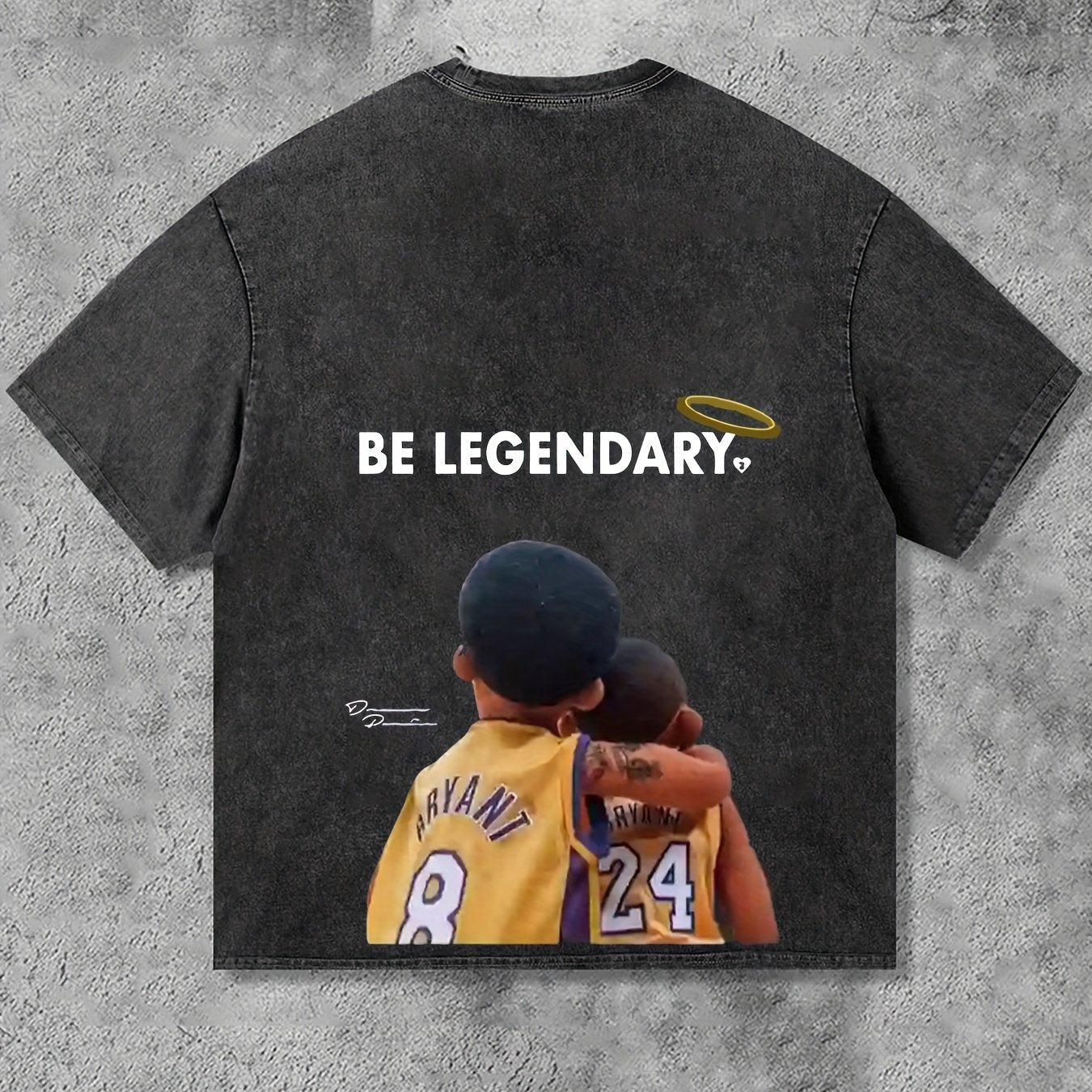 Men's Old Washed Snowflake Shirt "BE LEGENDARY" Printed T-shirt - Micro-elastic Cotton Fabric, Loose Version, Casual Daily Style, Suitable For Spring And Summer