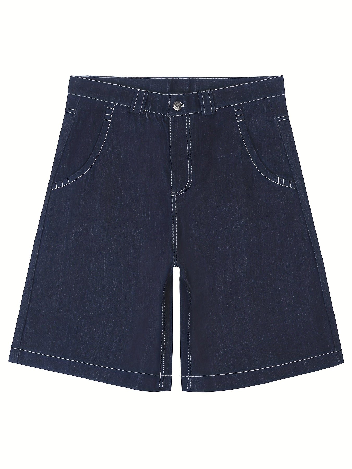 Mens Trendy Embroidered Denim Shorts - Loose Fit, Casual Street Style Jorts - Fashionable Capri Pants for a Relaxed Look