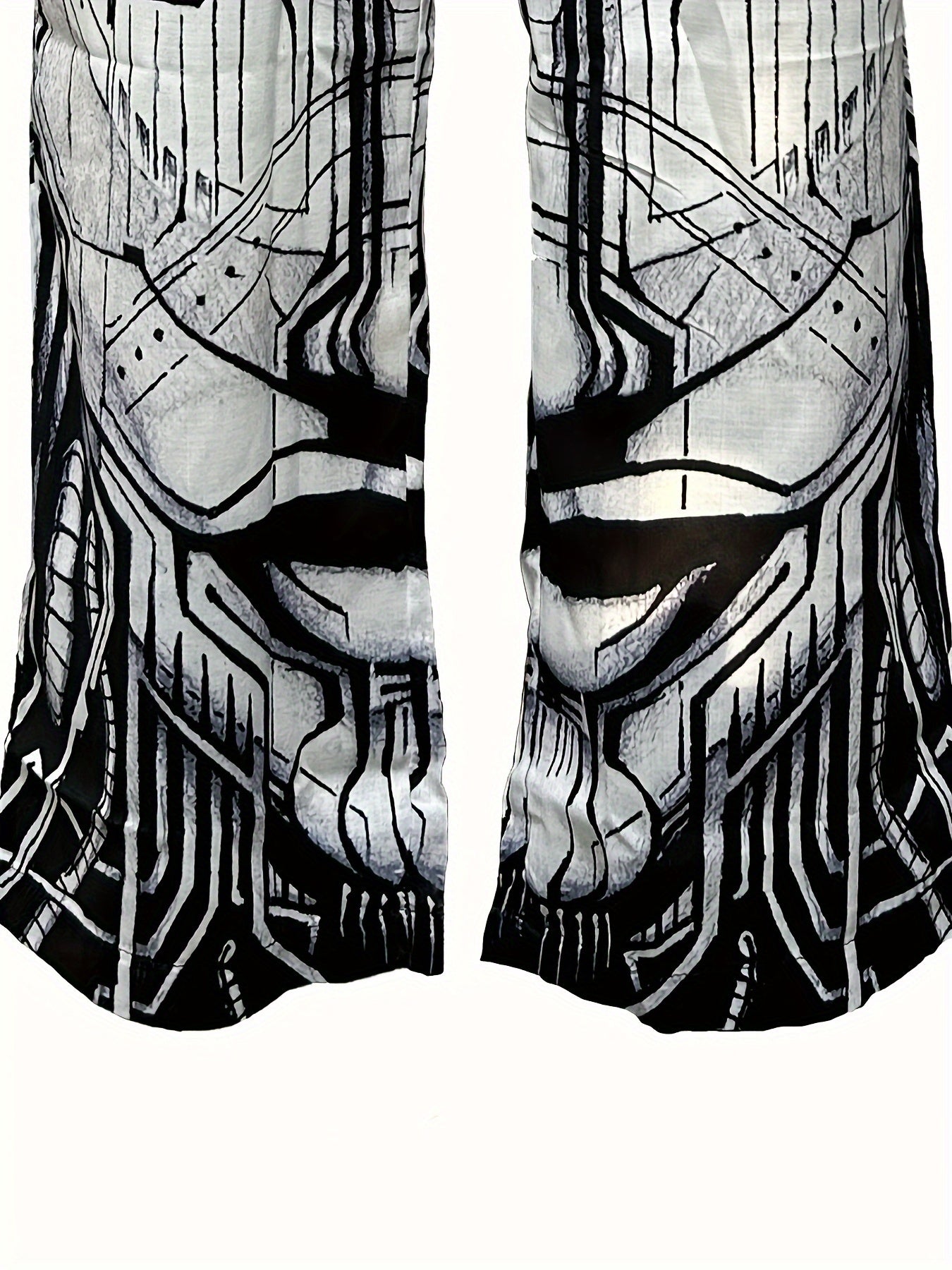 Men's Drawstring Wide Leg Pants Beach Pant Trendy Pattern Casual Baggy Pants Yoga Trousers Streetwear Hiphop Rapper Style, Fluid Pants
