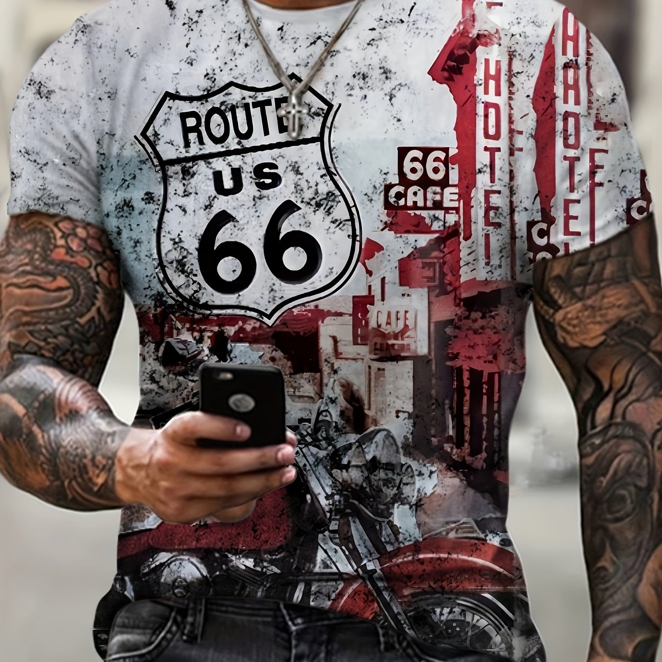 Motorcycle rider 3D digital pattern printed T-shirt, casual street style T-shirt, short-sleeved comfortable pullover, suitable for men's summer clothing