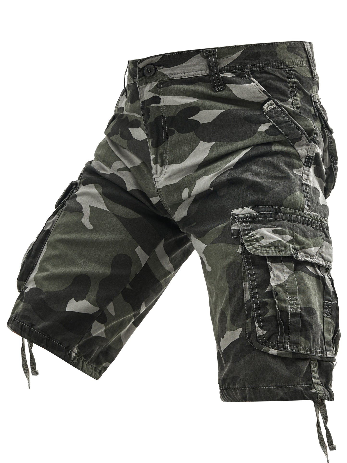 Men's 100% Cotton Camo Cargo Shorts, Denim Style, Non-Stretch Woven Fabric, Regular Fit with Pockets, Ideal for Hiking & Outdoor Activities, Spring/Summer/Fall Collection, Casual Wear|Rugged Outdoor Look|Woven Fabric Shorts,