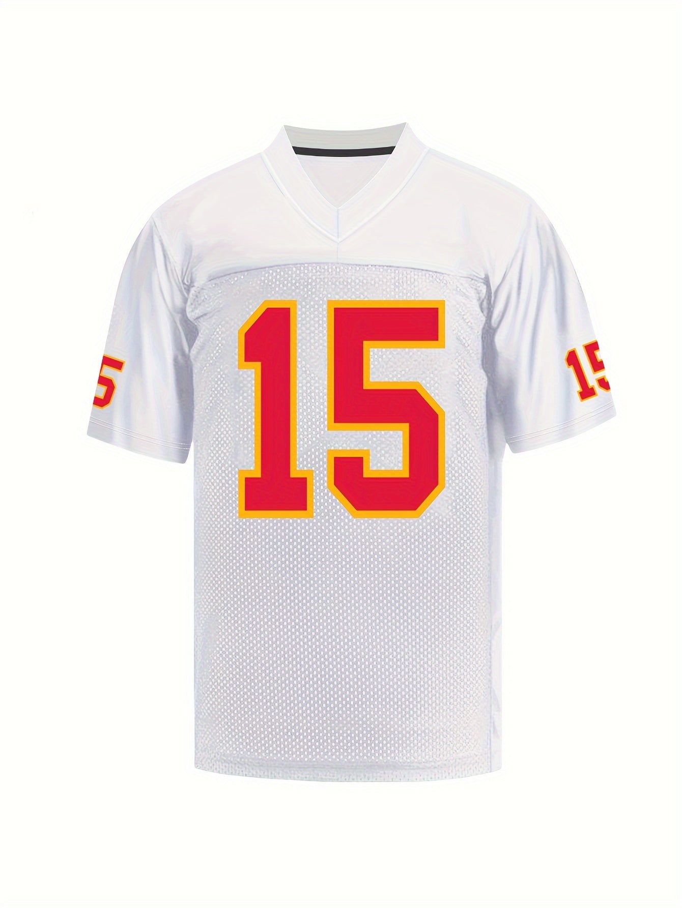 Classic Men's #15 Embroidered Breathable V-Neck Rugby Jersey - Short Sleeve Sports Uniform for Training & Competition