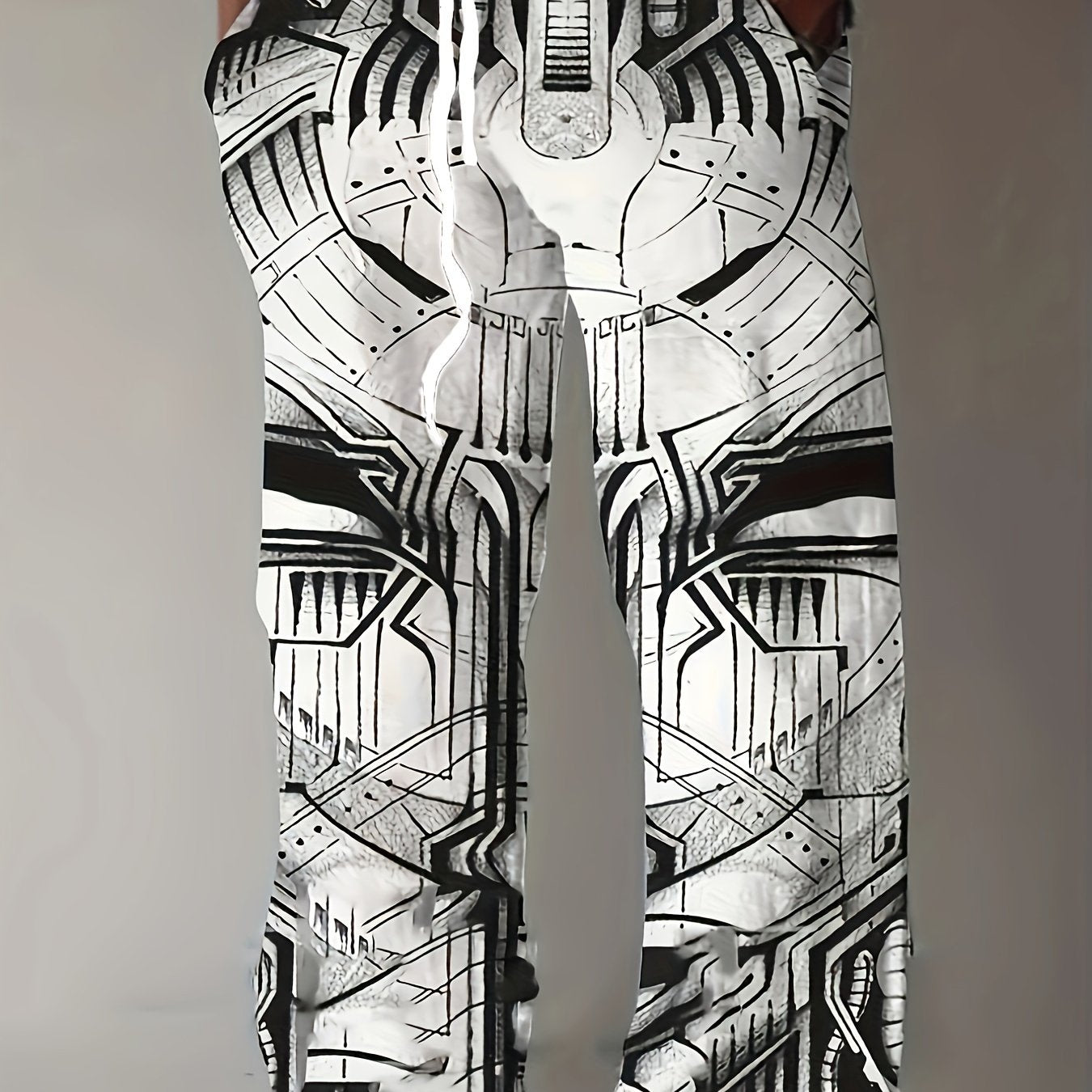 Men's Drawstring Wide Leg Pants Beach Pant Trendy Pattern Casual Baggy Pants Yoga Trousers Streetwear Hiphop Rapper Style, Fluid Pants