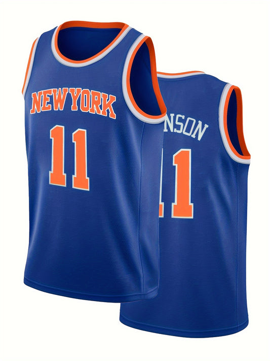 Men's Basketball Tank Top, NEW YORK & Number 11 Embroidery Sports Top, Classic Breathable Sports Uniform For Training And Competition