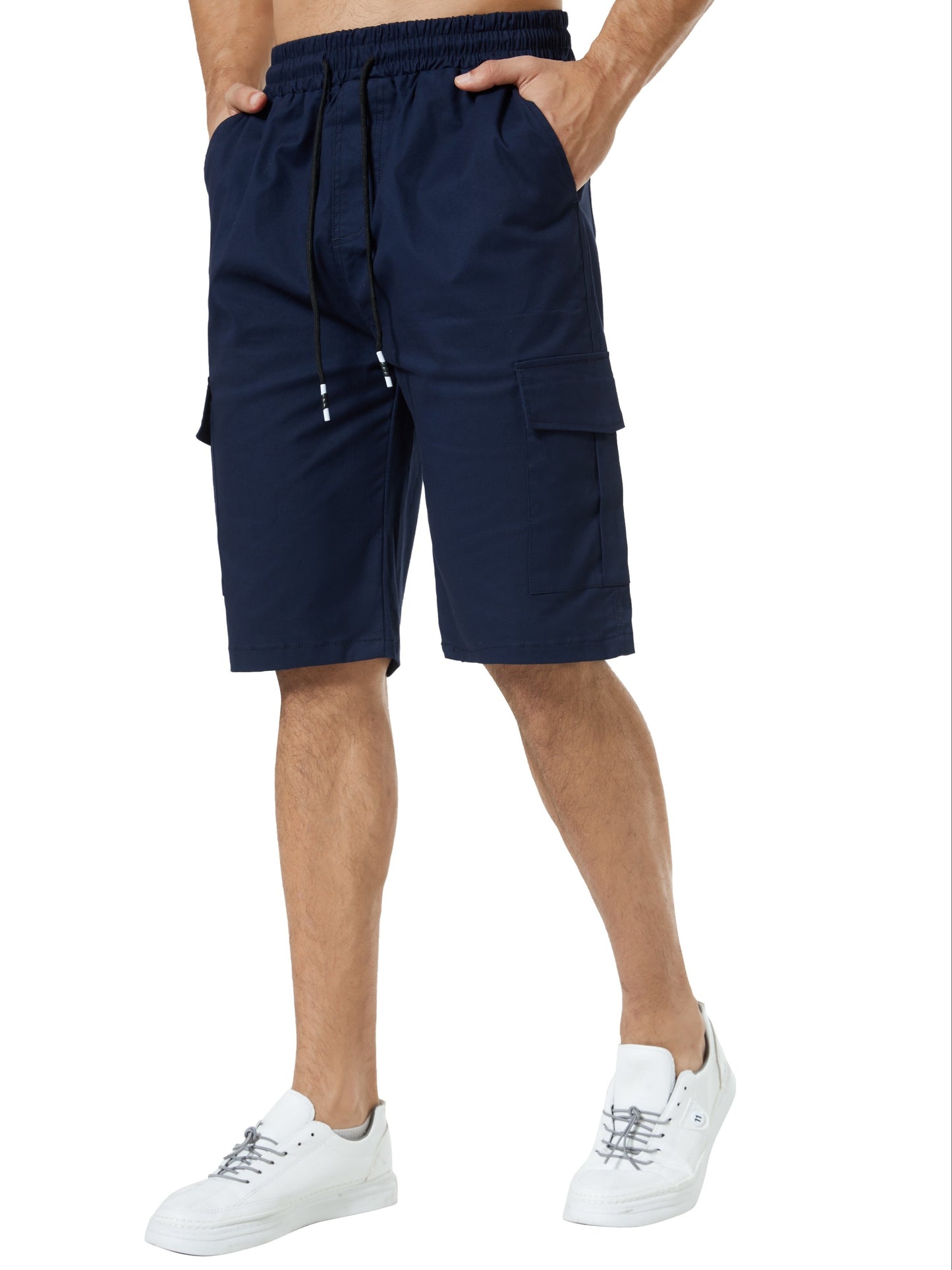 3pcs Mens Cargo Shorts Flap Pockets Drawstring Shorts With 6 Pockets Workout Golf Casual Shorts