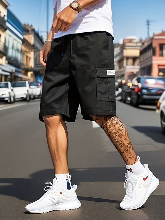 Chic Cargo Shorts, Men's Casual Multi Pocket Cargo Shorts For Summer Outdoor Activities, Bermuda Shorts