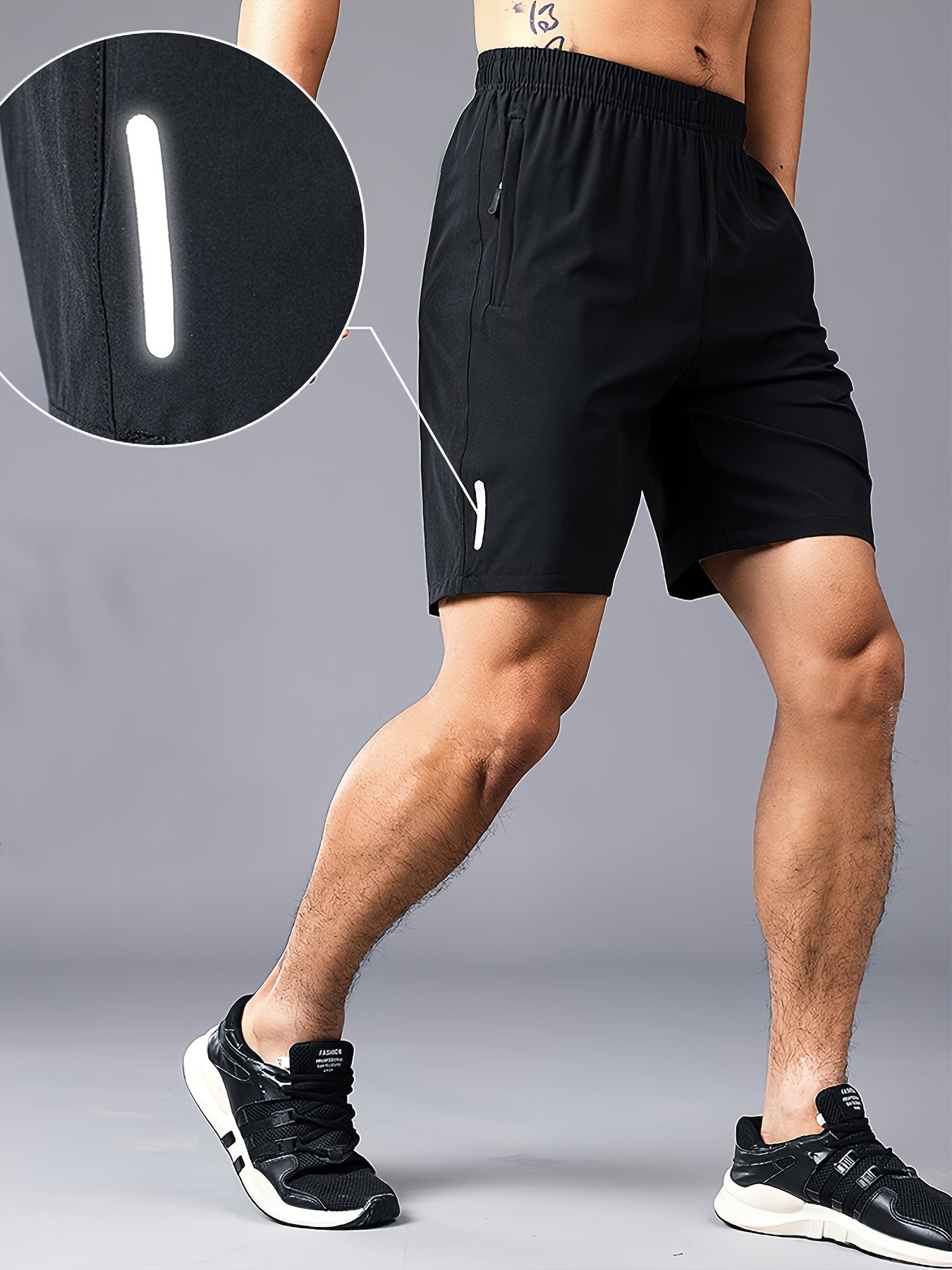 5-pack Men's 5-Pack Quick-Dry Athletic Cargo Shorts with Reflective Stripes, Breathable Running Shorts for Fitness, Basketball, and Sports