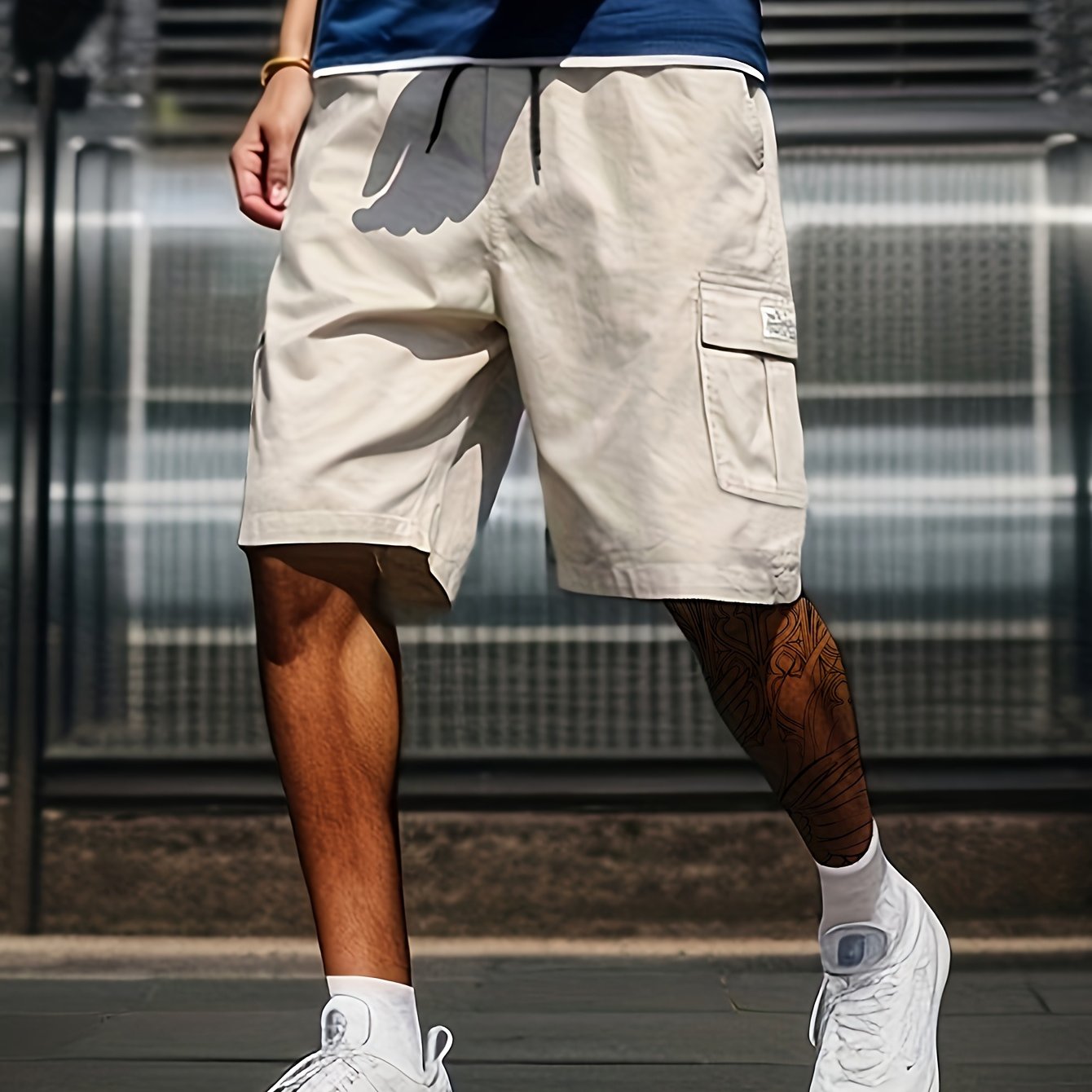 Chic Cargo Shorts, Men's Casual Multi Pocket Cargo Shorts For Summer Outdoor Activities, Bermuda Shorts