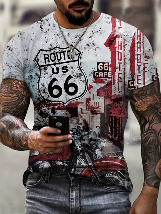 Motorcycle rider 3D digital pattern printed T-shirt, casual street style T-shirt, short-sleeved comfortable pullover, suitable for men's summer clothing