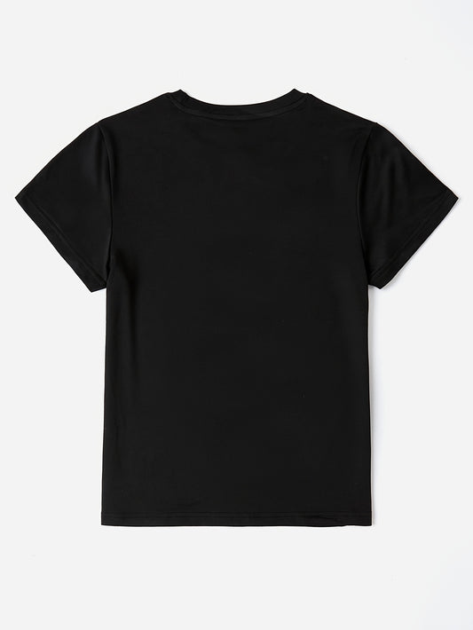 Letter Printed T-Shirt - Relaxed Casual Style with Slightly Elastic Fabric and Classic Round Neck Design - Perfect for Men in Summer and Autumn