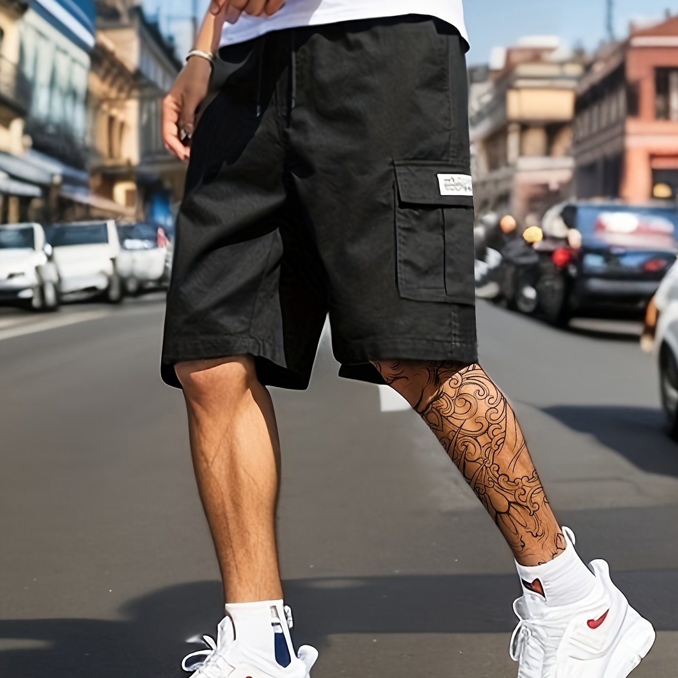 Chic Cargo Shorts, Men's Casual Multi Pocket Cargo Shorts For Summer Outdoor Activities, Bermuda Shorts