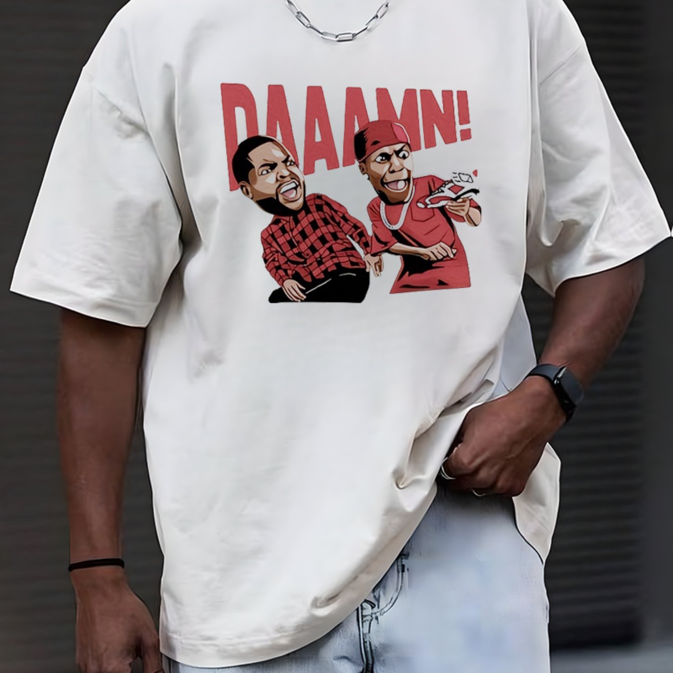 DAAAMN Cotton Round Neck Printed T-shirt Casual Short Sleeve Top For Spring & Summer Personality Comfortable Unisex Man