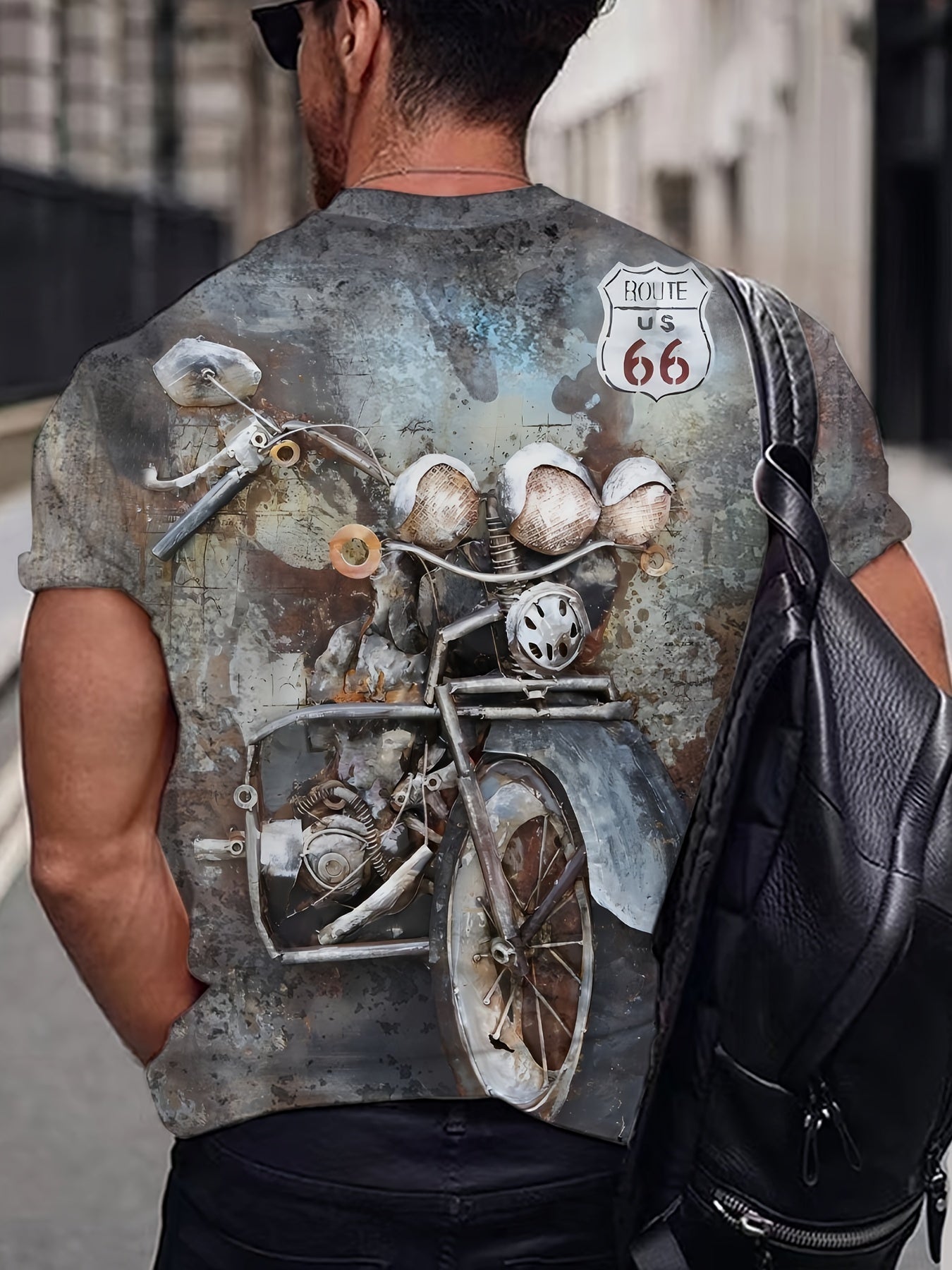 Motorcycle rider 3D digital pattern printed T-shirt, casual street style T-shirt, short-sleeved comfortable pullover, suitable for men's summer clothing