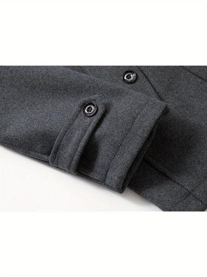 Men's Business Woolen Coat Fashion Double Collar Mid-length Woolen Jacket For Autumn/ Winter