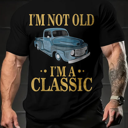 Summer Comfort Men's Round Neck 3D Printed T-Shirt - Breathable, Loose Fit, Letter Car Picture Design, Soft and Lightweight Fabric - Ideal for Casual Outings and Relaxation