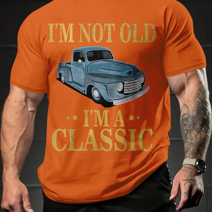 Summer Comfort Men's Round Neck 3D Printed T-Shirt - Breathable, Loose Fit, Letter Car Picture Design, Soft and Lightweight Fabric - Ideal for Casual Outings and Relaxation