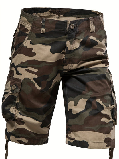 Loose Fit Cotton Camo Pattern Cargo Shorts - Comfortable Summer Shorts with Multiple Pockets, Hand Wash Only, Non-Stretch, Woven Fabric, Perfect for Casual Mens Outfits
