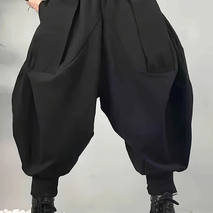 Men's Casual Tapered Baggy Pants, Chic Street Style Harem Pants