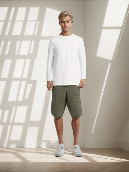 Multi-Pocket Lightweight Cargo Shorts for Men - Quick Dry, Breathable, Non-Stretch Polyester Fabric - Machine Washable, Ideal for Outdoor Hiking, Fishing, Combat, and Casual Work