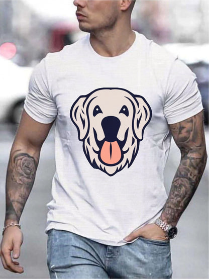 Golden retriever printed T-shirt, men's T-shirt, summer casual short sleeve t-shirt