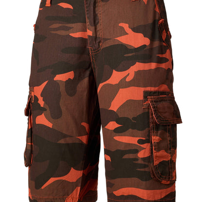Men's Casual Camouflage Pattern Cargo Shorts, Chic Cotton Outdoor Shorts For Summer Hiking, Bermuda Shorts