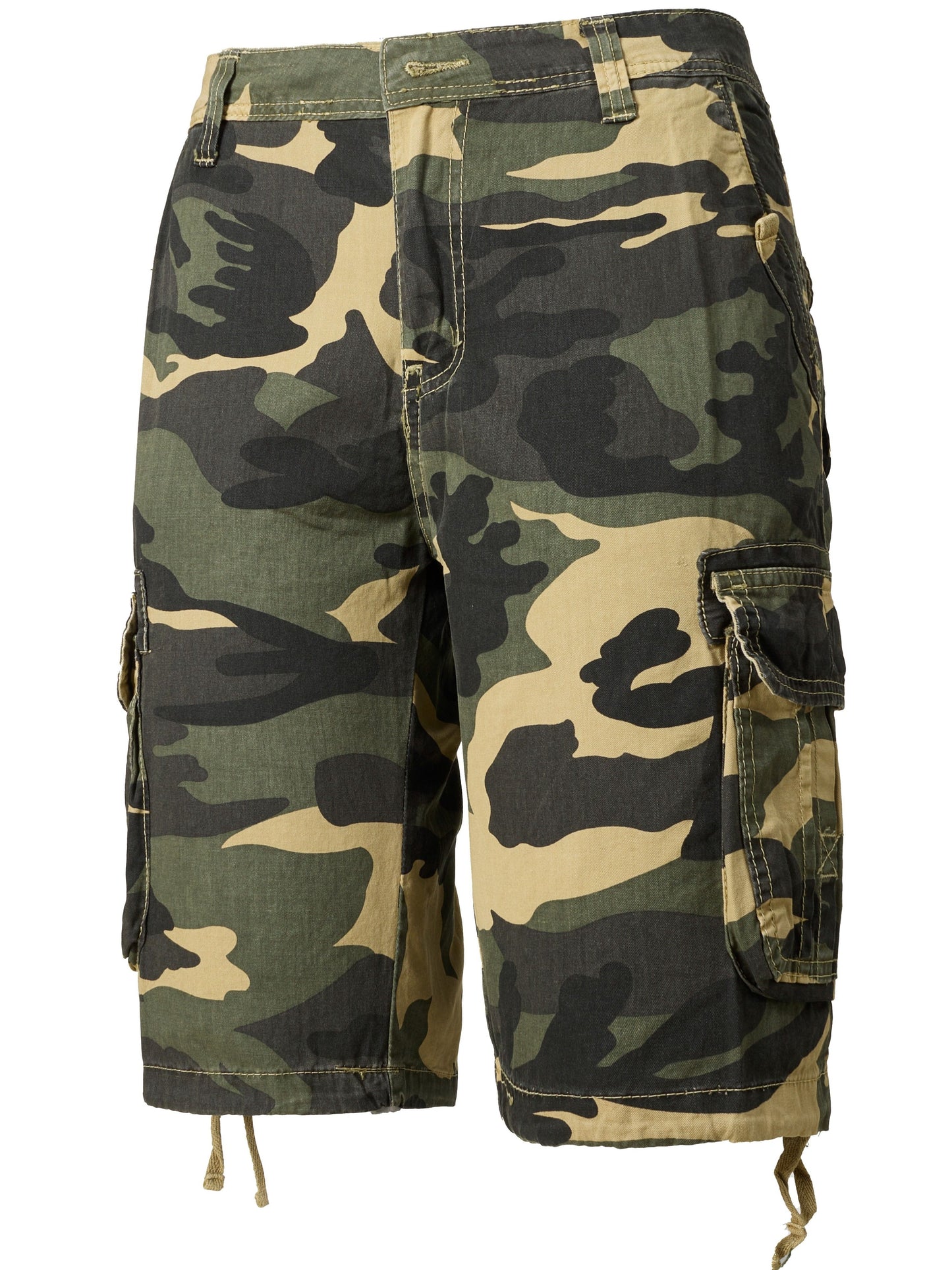 Men's Casual Camouflage Pattern Cargo Shorts, Chic Cotton Outdoor Shorts For Summer Hiking, Bermuda Shorts