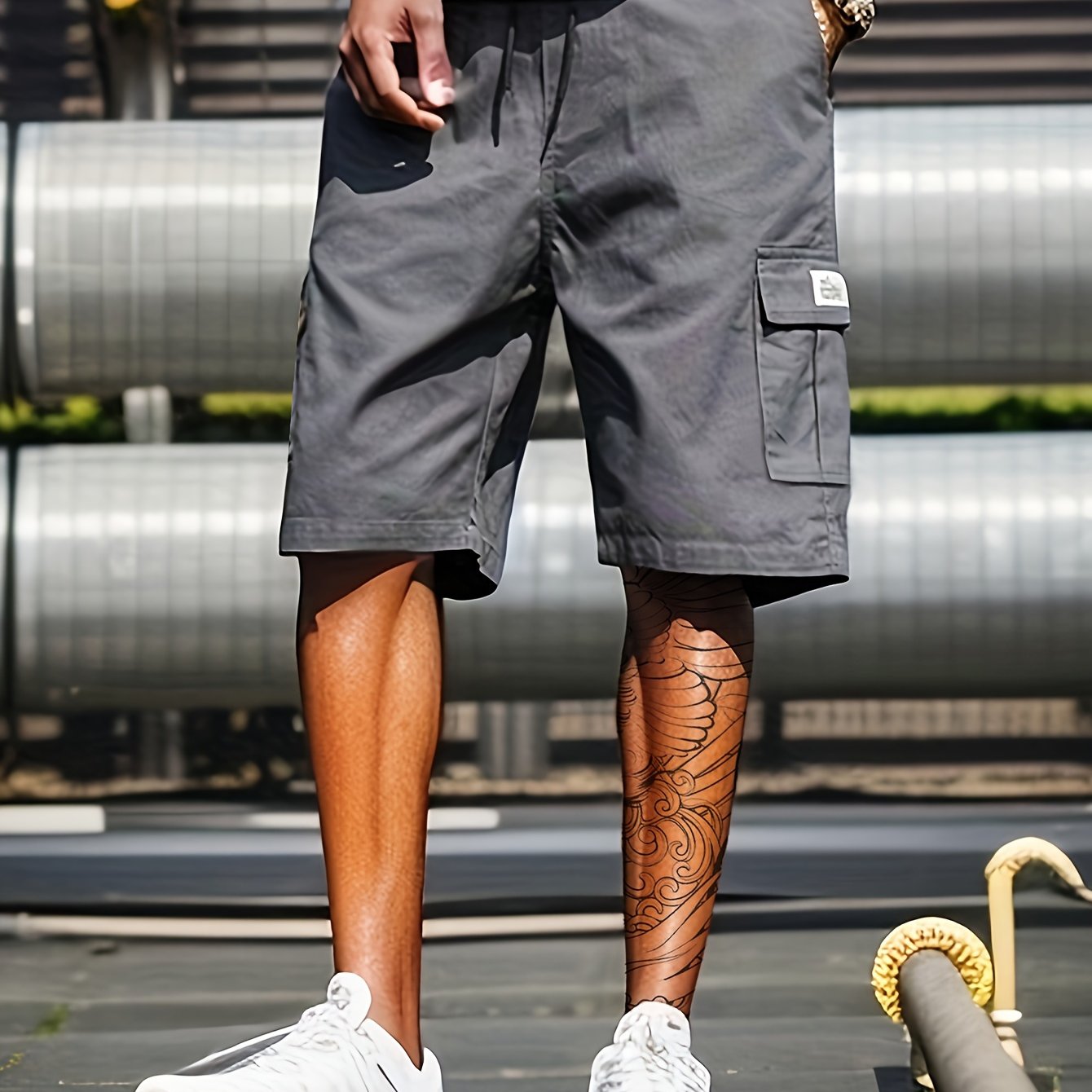 Chic Cargo Shorts, Men's Casual Multi Pocket Cargo Shorts For Summer Outdoor Activities, Bermuda Shorts