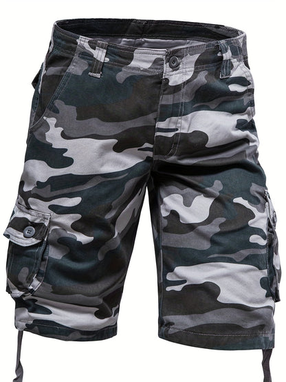 Loose Fit Cotton Camo Pattern Cargo Shorts - Comfortable Summer Shorts with Multiple Pockets, Hand Wash Only, Non-Stretch, Woven Fabric, Perfect for Casual Mens Outfits